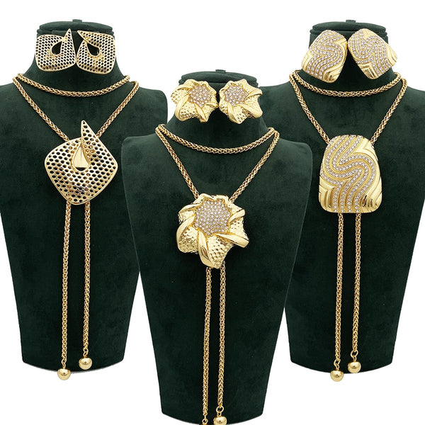 Italian Gold Plated Jewelry For Women Adjustable Long Chain Necklace