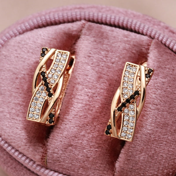 585 Rose Gold Black Zircon Earrings