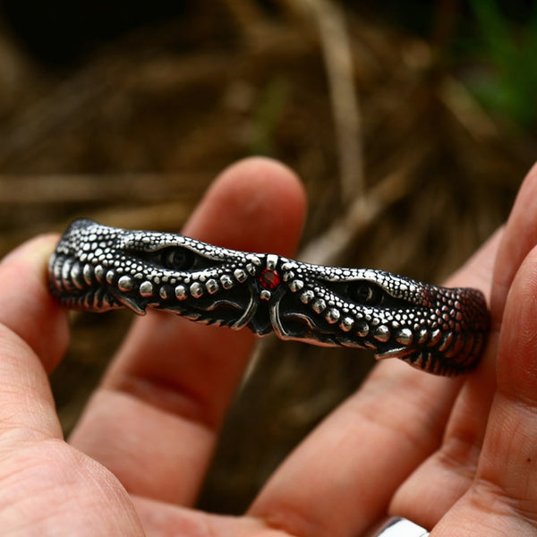 Pulsera vintage de cocodrilo con circonitas y ojos para hombre y mujer