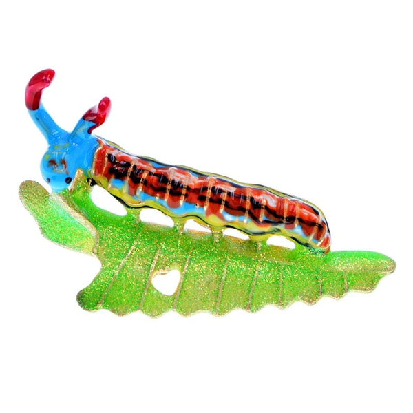New Emperor Caterpillar On Leaf Brooch