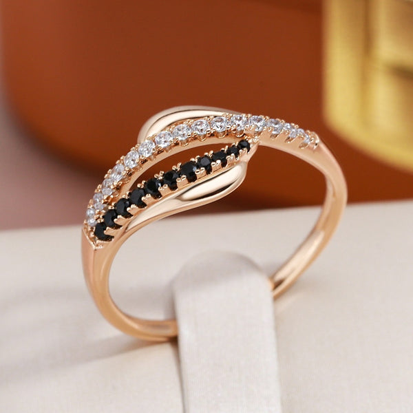 Anillos sencillos para niñas con microincrustaciones de circonitas blancas y negras F