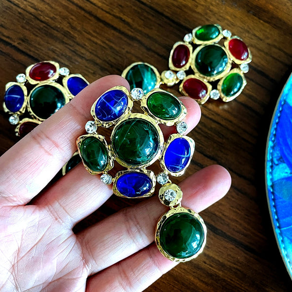 New Arrival Vintage Colorful Bead Brooch Middle Age Fashion Jewelry