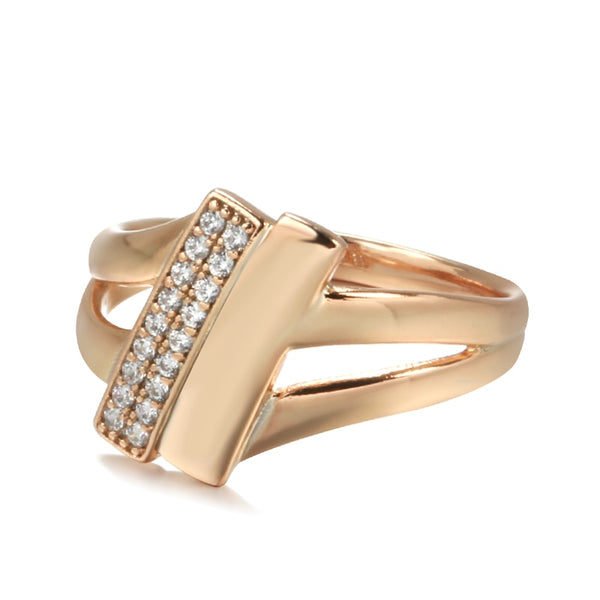 Anillos de mujer con doble circonita natural y rectángulo inclinado de tendencia