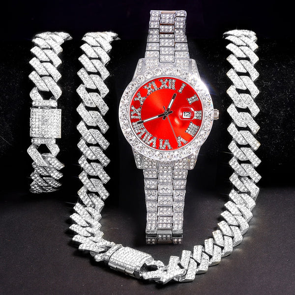 Necklace+Watch+Bracelet Hip Hop Rapper Cuban Chain