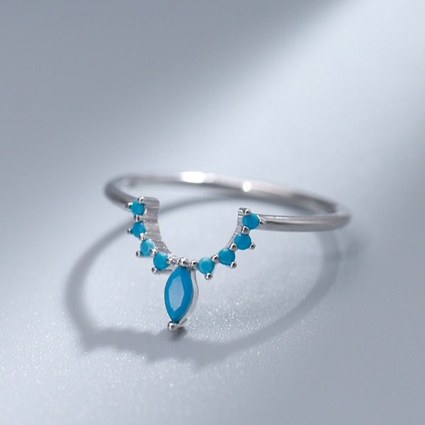 Anillos vintage apilables turquesa para mujer, 100 % plata de ley 925
