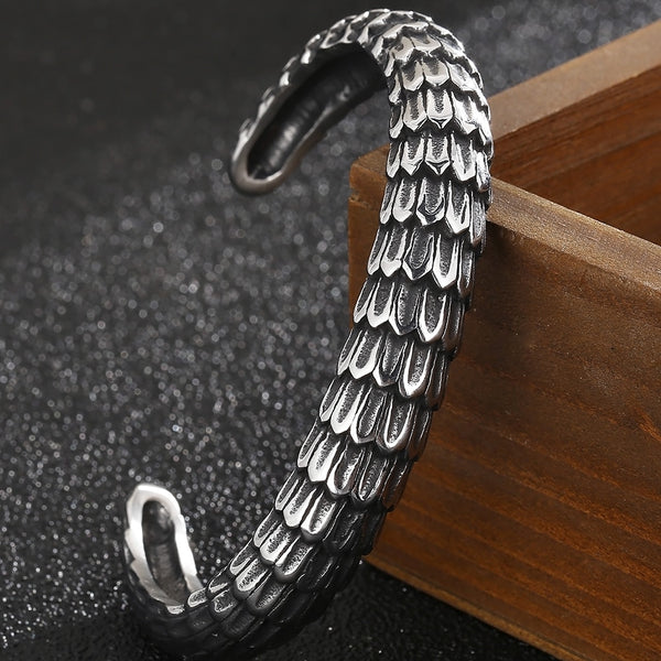 Brazalete vintage de acero inoxidable con apertura para hombre