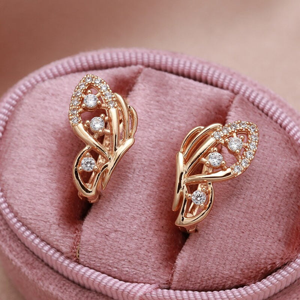 Pendientes de verano con circonitas y mariposas en oro rosa 585 para mujer