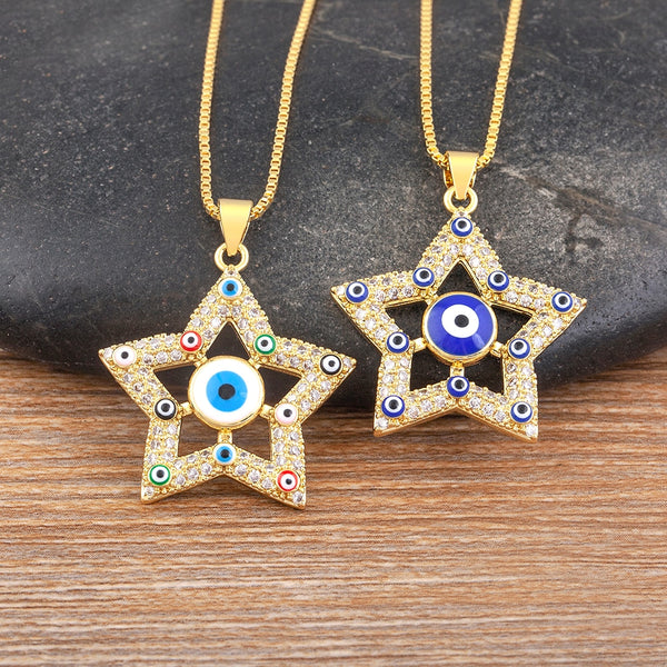 Collar con colgante de estrella de ojo malvado de Turquía