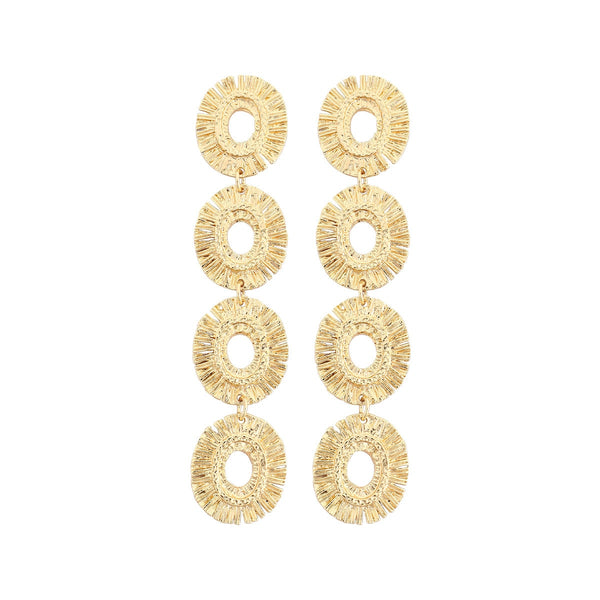 Nuevos pendientes colgantes ovalados largos de color dorado vintage para mujer