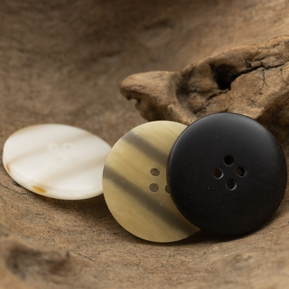 Wood Imitation Resin Buttons Small Rim White Beige Black Round Buttons
