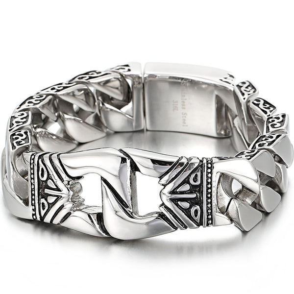 Pulsera de acero inoxidable para hombre, con eslabones de 18 mm, de gran resistencia.