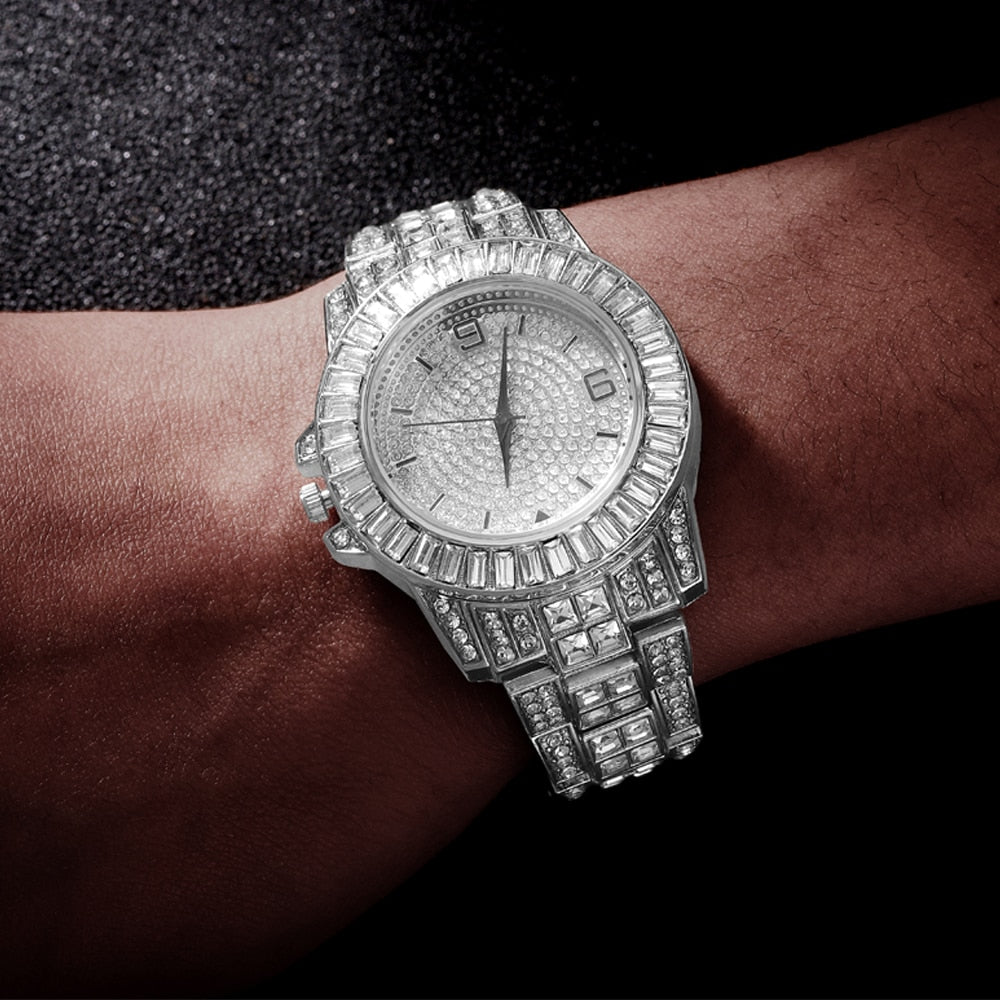Hip Hop Full Iced Out Watch Modern Diamond Quartz Wrist Watches