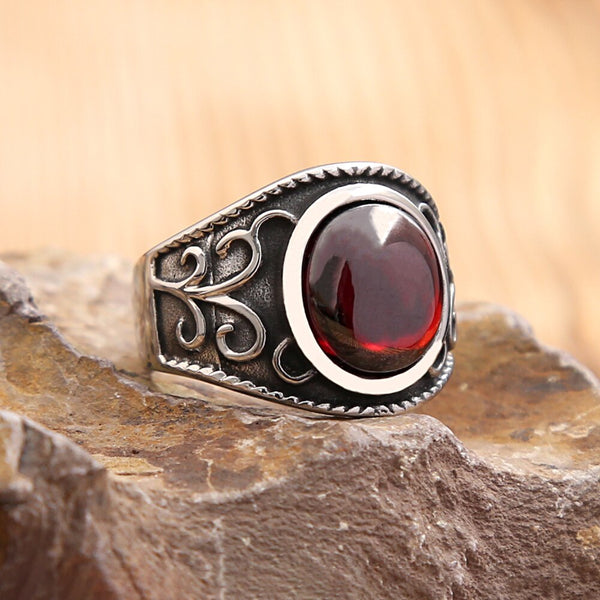 Nuevos anillos punk de acero inoxidable con flores grabadas