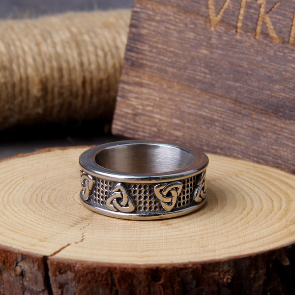 Viking Stainless Steel Celtics Knot Ring Men Nordic Trinity Wedding Rings