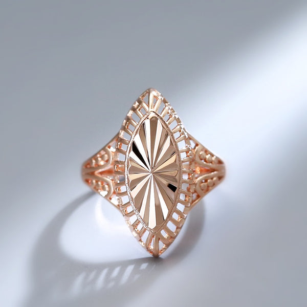 Anillos de oro rosa 585 con personalidad en relieve para mujer