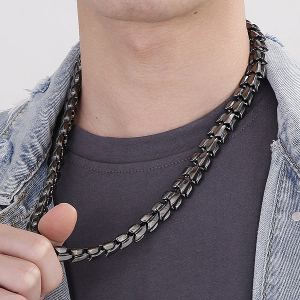 Gargantilla de acero inoxidable chapada en oro negro para hombre