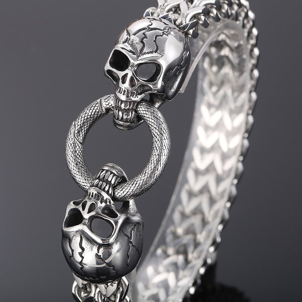 Pulseras de calavera estilo steampunk rock para hombre