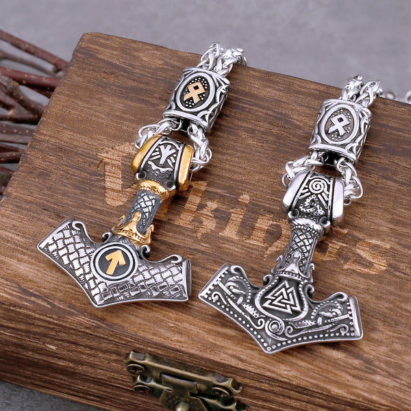 Collar con martillo de Thor vikingo de nuevo diseño, joyería de acero inoxidable para hombre, regalo