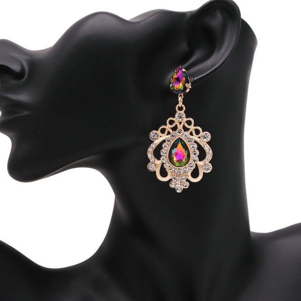 Pendientes de cristal de lujo para mujer, nuevos diseños, para niña, para fiesta de boda.