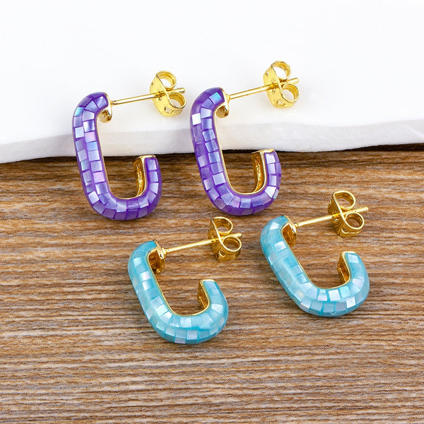 Pendientes de concha natural de moda para mujer, 4 colores