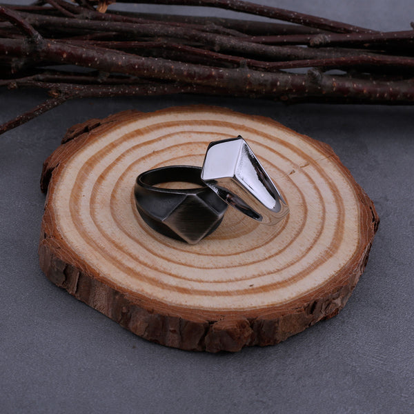 Anillo cuadrado plano irregular simple de acero inoxidable 316L para hombres y mujeres