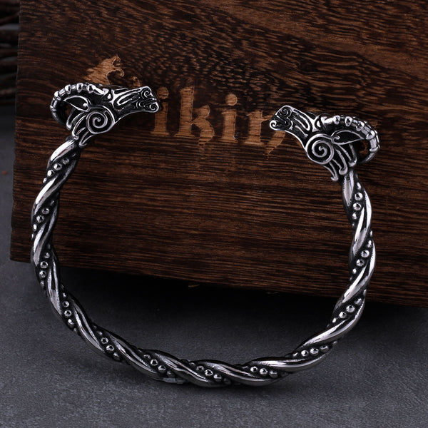 Viking Nordic Goat Head Animal Men Cuff Bracelet
