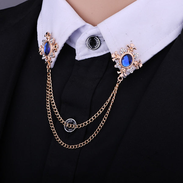 Fashion Tassel Crystal Cross Chain Brooch Women