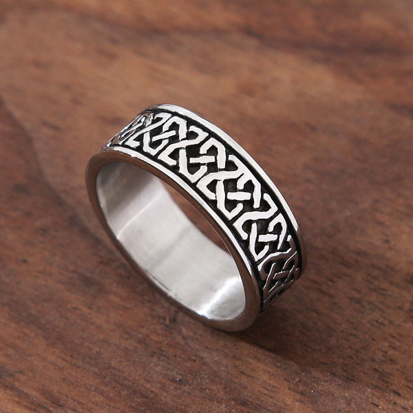 Anillo vintage nórdico de acero inoxidable con nudo celta para hombre y mujer, estilo vikingo punk.