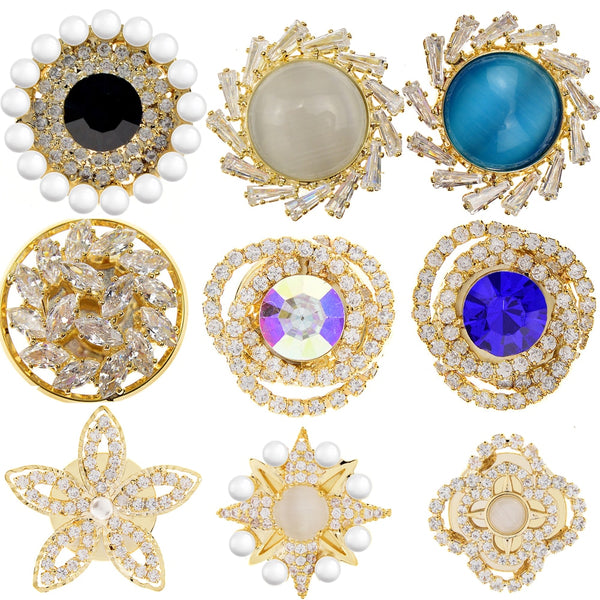 Broche magnético con diamantes de imitación y circonitas cúbicas