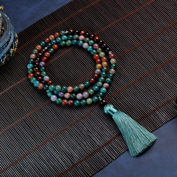 Collar Japamala 108, borla, collar de cuentas, collar femenino y masculino para curación