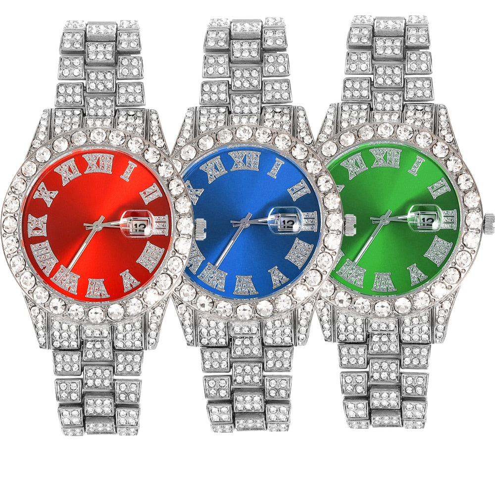 Luxury 18K Gold Full Diamond Watch Men