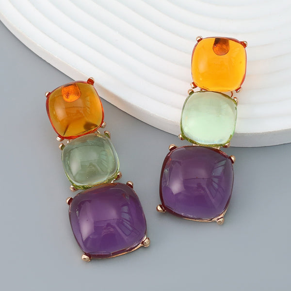 Pendientes sencillos de diamantes de imitación transparentes para mujer