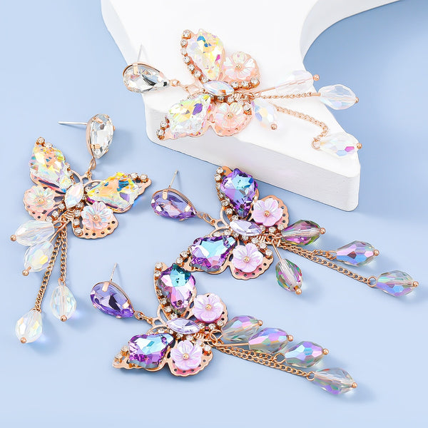 Pendientes de resina con forma de mariposa de metal de moda para mujer