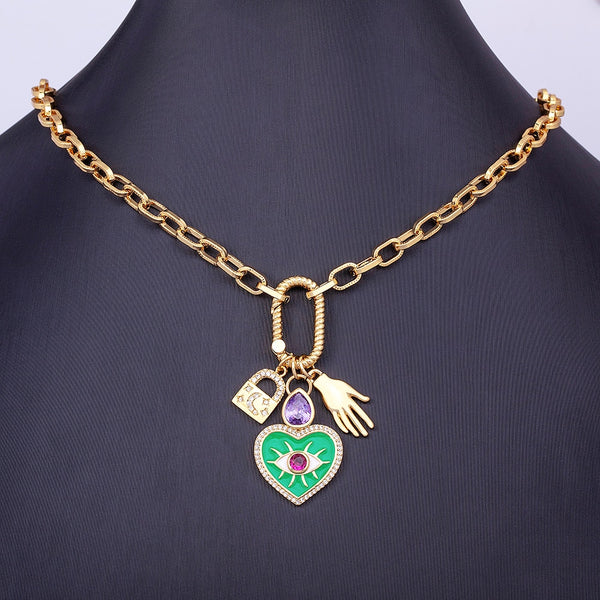 Collar de cadena gruesa para clavícula de color dorado de 8 estilos