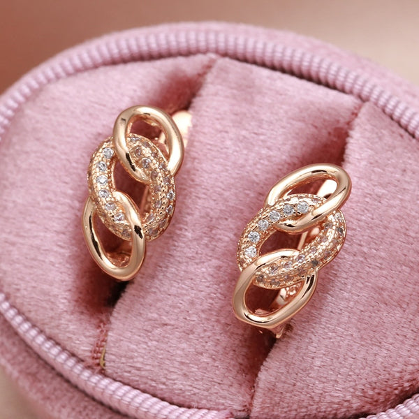 Pendientes de circonita con microincrustaciones de oro rosa 585