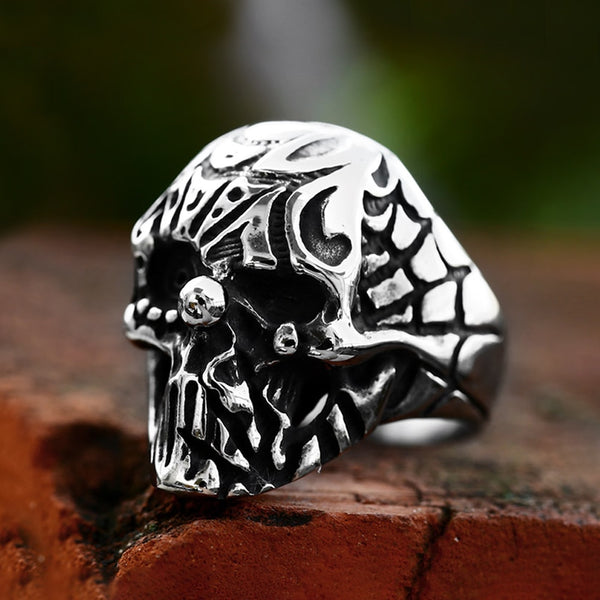 Anillo de calavera de payaso exagerado vintage de nuevo diseño, anillo gótico de acero inoxidable para hombre.