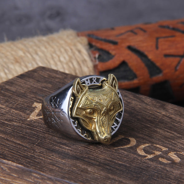 Anillo de lobo vikingo de acero inoxidable de Vikings Jewelry