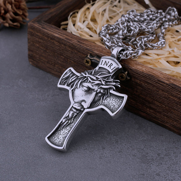 Collar de Jesús 316L para hombre, clásico, creativo, con colgante de cruz de exorcista