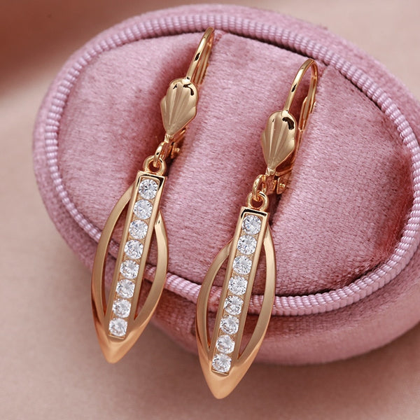 Personality Elegant Pendant 585 Gold Hoop Earrings for Women