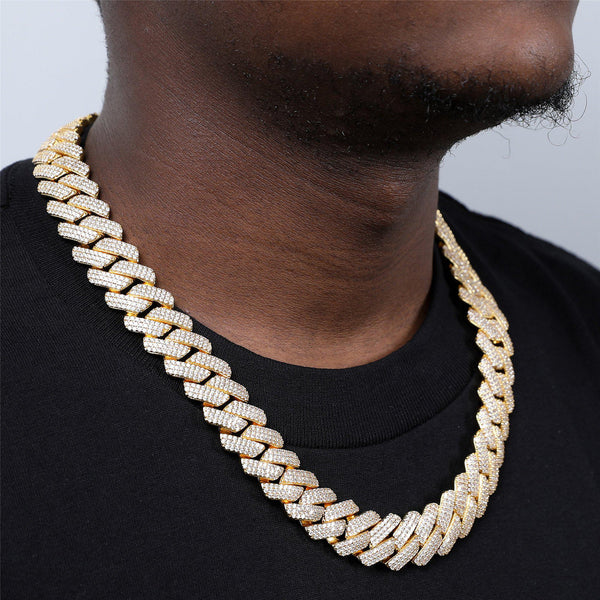 Collar de cadena de eslabones cubanos de 14 mm con cierre de caja para hombre y mujer