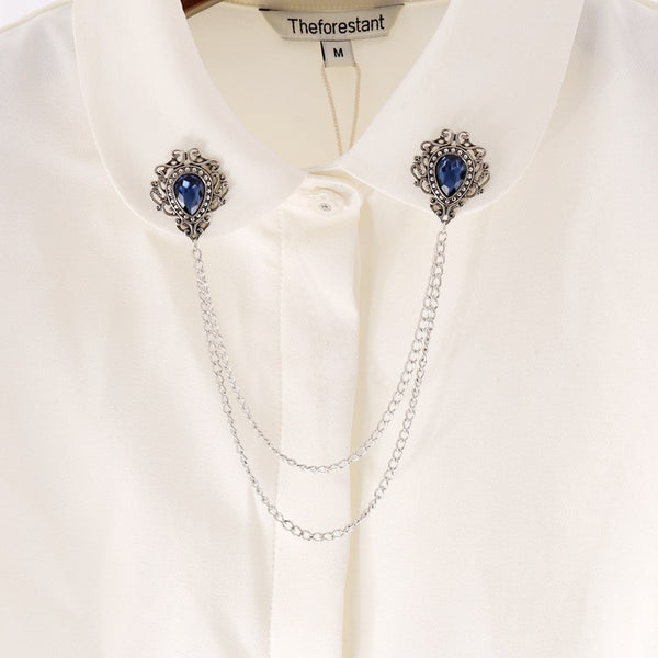 Vintage Alloy Rhinestones Large Brooches Fashion Shawl Tassel Chain Lapel Pin Shirt Suit Jewelry