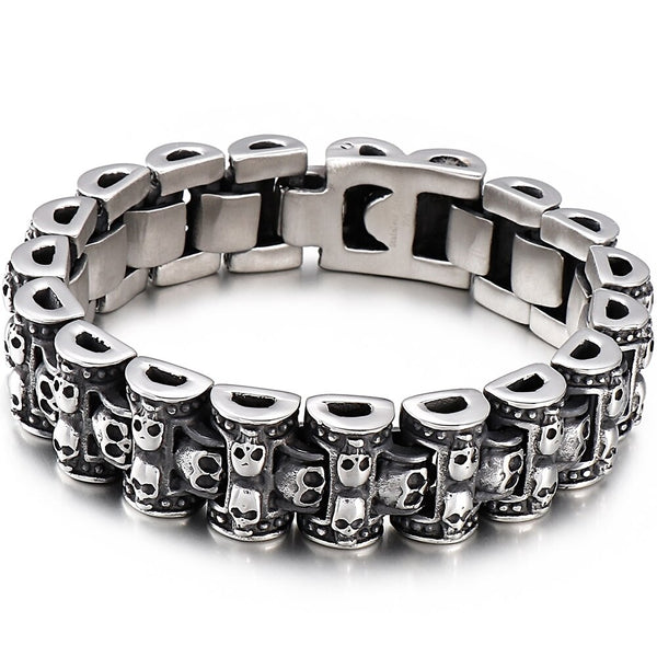 Pulsera de cadena con cabeza de calavera genial para hombre