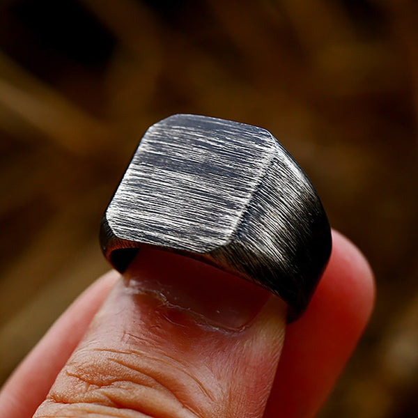 Anillos vintage sencillos cuadrados de acero inoxidable para hombre