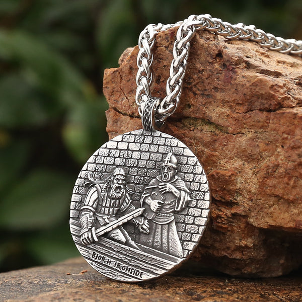Collar con colgante de héroe histórico nórdico de acero inoxidable, diseño nórdico, joyería vikinga