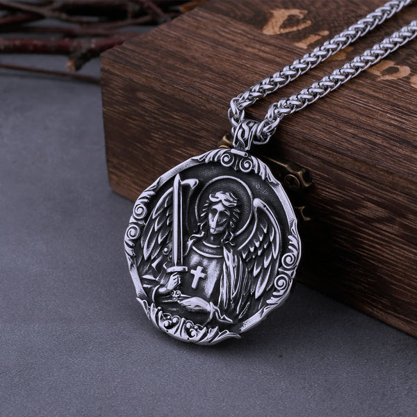Collar con cruz de San Miguel de EE. UU. de acero inoxidable 316L