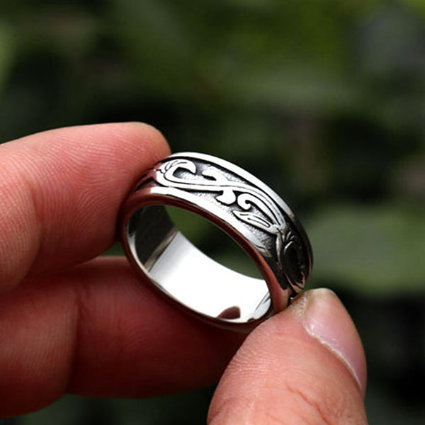 Anillo vikingo vintage para hombre y mujer, de acero inoxidable 316L, con grabado de Tarraine.