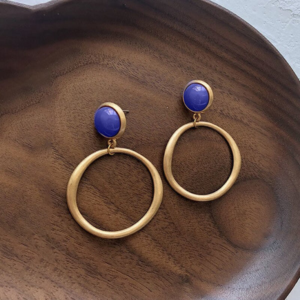 Pendientes de lapislázuli con incrustaciones de oro antiguo de diseño independiente