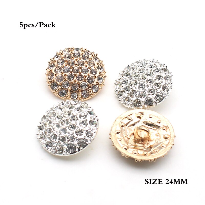 Fashion Hot 5Pcs/Lot 24mm Metal Buttons For Clothing Accessories Handwork Rhinestones Decoration