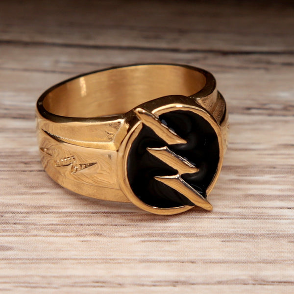 Anillo de acero inoxidable 316L dorado estilo hip hop para hombre, estilo vintage