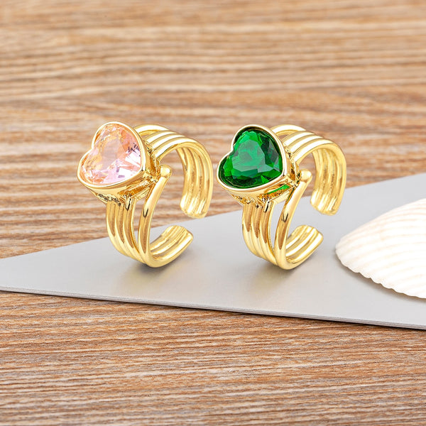 Anillos abiertos románticos con forma de corazón para mujer